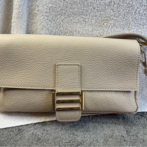 New Divina Firenze Cream Color Pebbled Leather Hand Bag